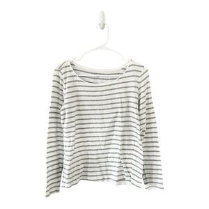 Eileen Fisher Grey and White Stripe Scoop Neck Top Size Small‎